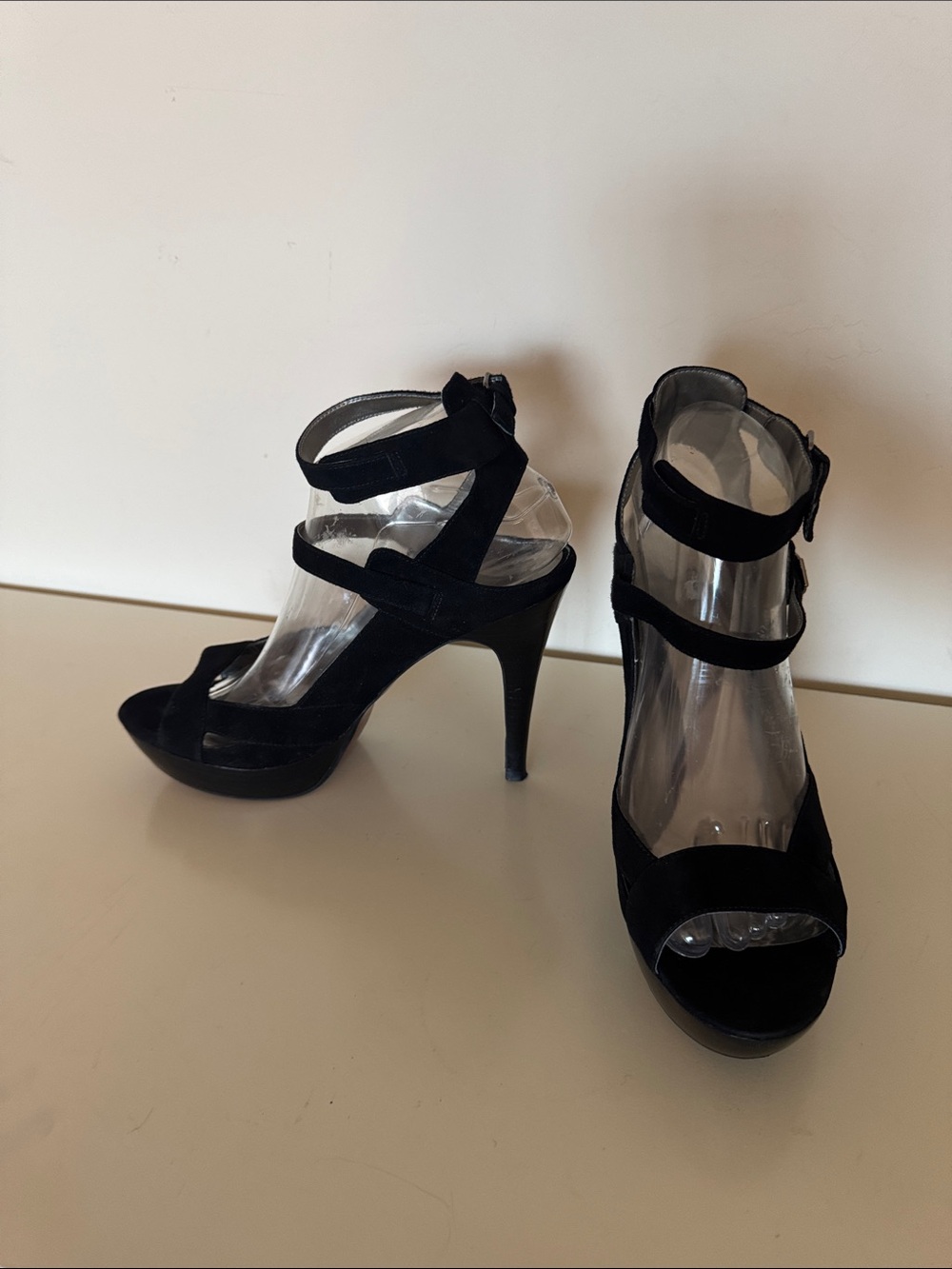 Guess Black Suede Kassie Platform Heel Sandals -
Ankle double Strap